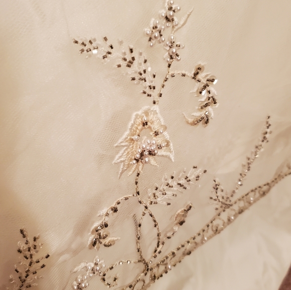 David's Bridal Embellished Ballgown Wedding Dress with Train, Sz 14 - Picture 10 of 16